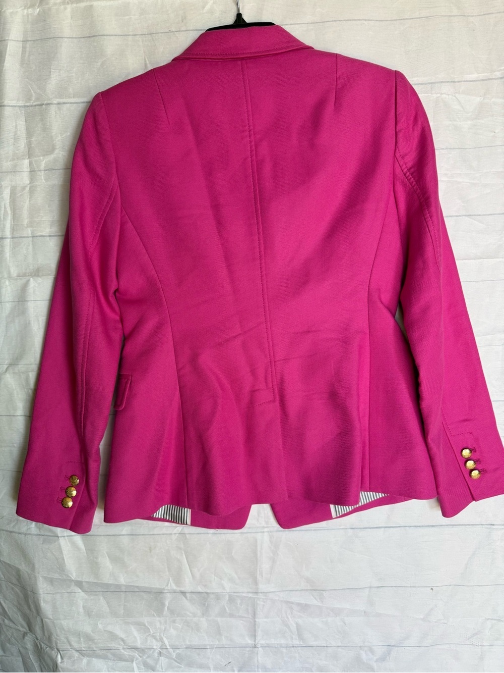 Banana Republic pink blazer with gold button, striped interior lining Petite - Picture 2 of 16